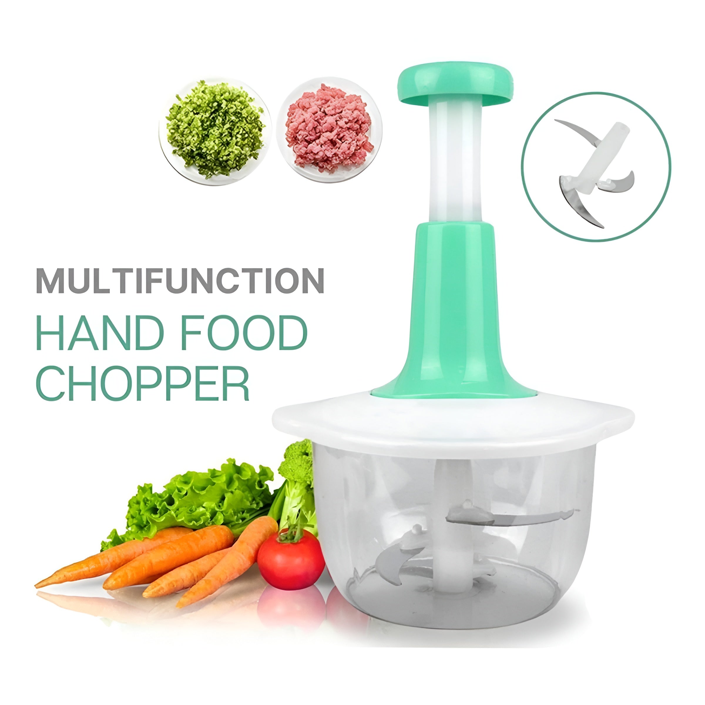 Handheld Manual Food Chopper – 1500ML Vegetable & Fruit Mincer