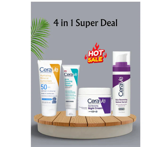 CeraVe Skincare Kit – Cleanser, Retinol, Night Cream & SPF 50